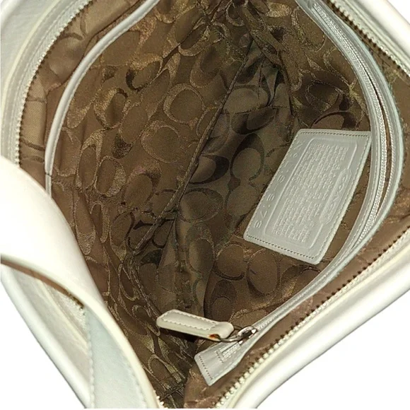 Coach Rugby Legacy Color Block Handbag Vintage Cream & Luggage Color Stripes - Picture 7 of 13